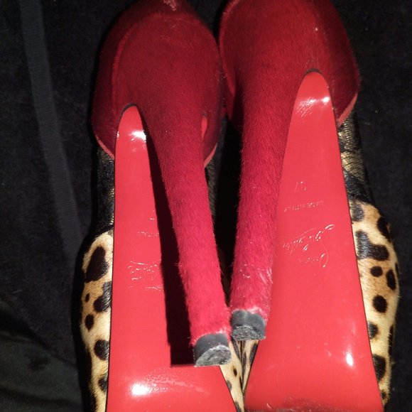 Christian Louboutin Red / leopard print bootie - Picture 5 of 9